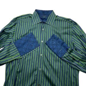 Ted Baker London Archive Colorful Striped Long Sleeved French Cuffs Sz 16